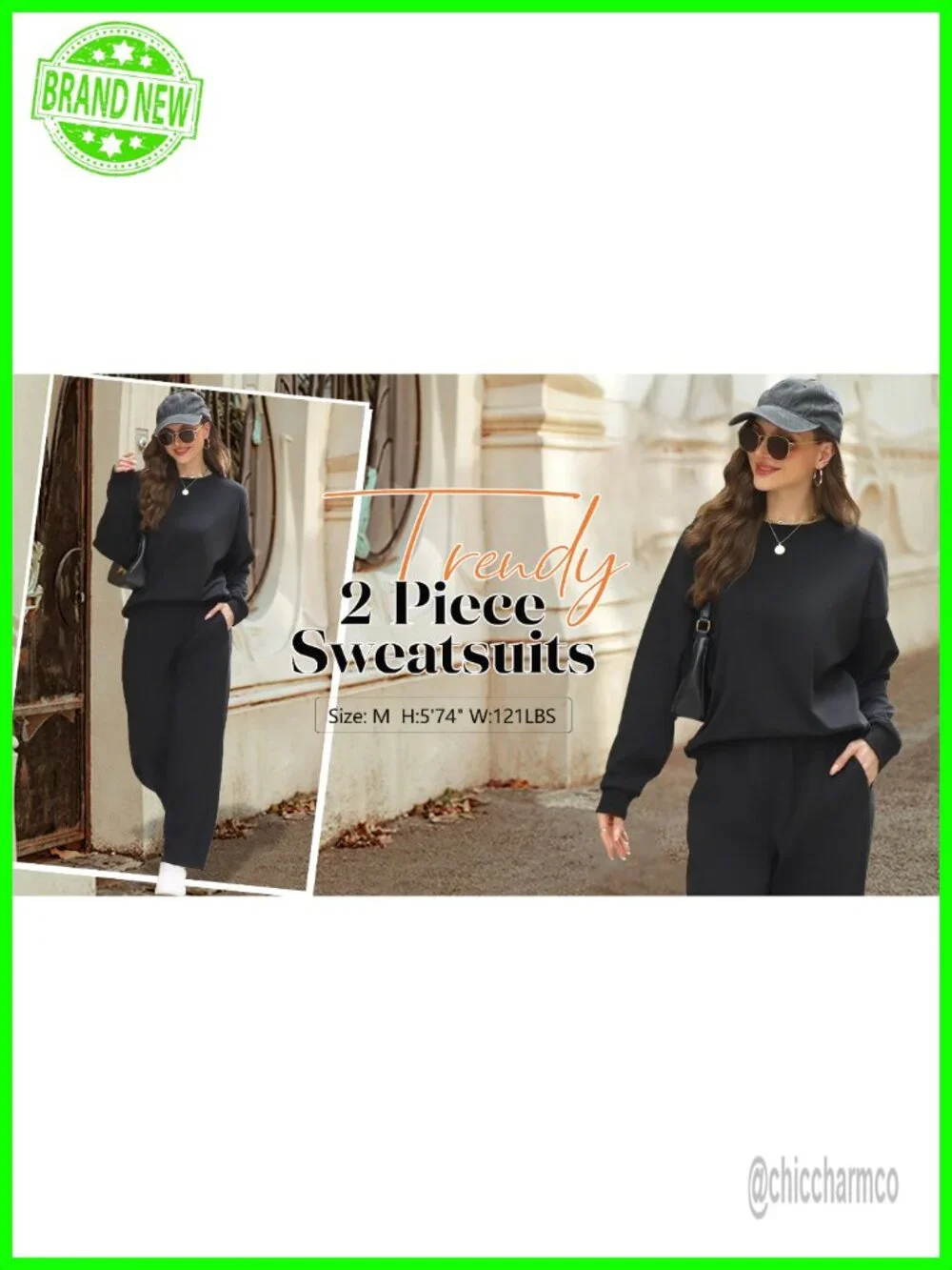 2 Piece Lounge Set - Crewneck Sweatshirt & Wide Leg Sweatpants